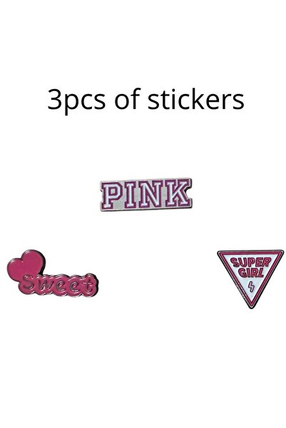 PINK ملصقات جوال 3 في 1 للفتيات بثلاث عبارات مختلفة