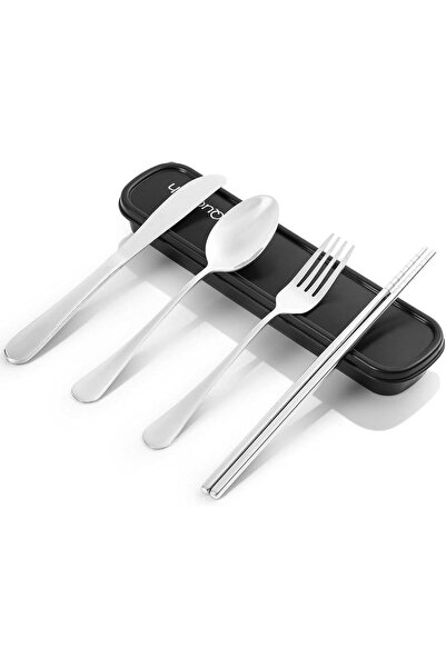 Arabest 5-Piece Travel Cutlery Set with Case, Stainless Steel Portable Utensi...