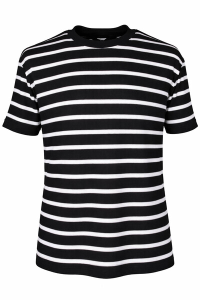 trender 4038 Black - White Men's T-Shirt with O-Neck and Stripes