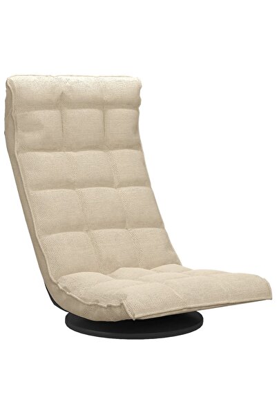vidaxl Scaun de podea pivotant, crem, material textil