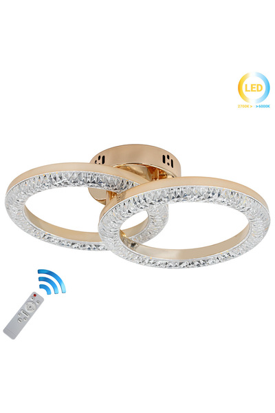 Sueva Candelabru LED cu 2 inele, 80W, cu telecomandă, 3 moduri de iluminare, ...