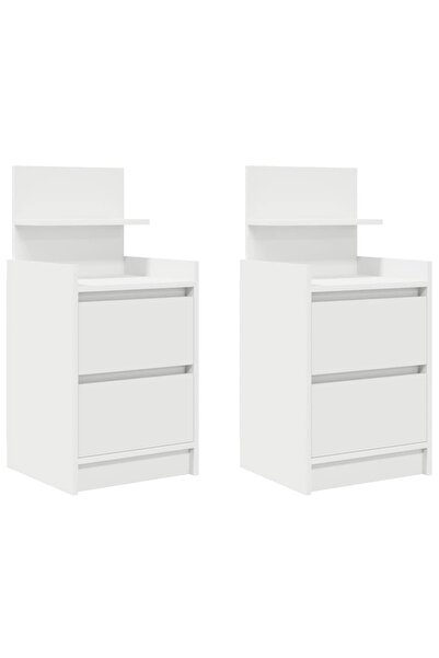 vidaxl Bedside tables with 2 drawers 2 pcs White 38x34x80 cm
