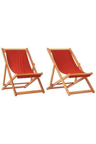 vidaxl Scaune de plajă pliante, 2 buc., roșu, material textil