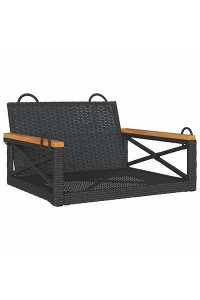 vidaxl Bancă de balansoar, negru, 63x62x40 cm, poliratan
