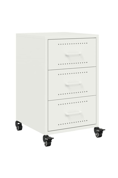 vidaxl Bedside table, white, 36x39x59 cm, steel