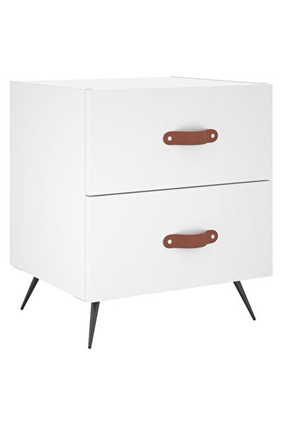 vidaxl Bedside table, white, 40x35x47.5 cm, composite wood