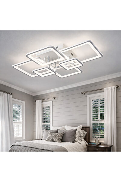 LightPlanet LED Chandelier 4+2 SQUARE White Equivalent 800W Remote Control