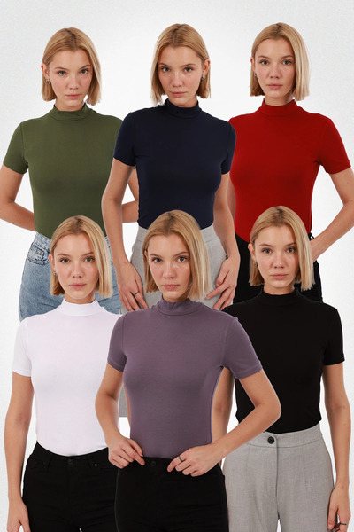 Yade Fashion Kadın Kısa Kol Bluz 6’lı Set