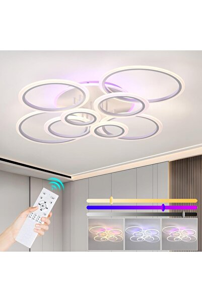 LightPlanet Plafoniera LED 80W Dimabila cu Telecomanda, 8 Inele, 3000–6000K, ...
