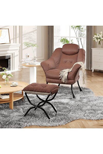 Garvee كرسي استرخاء مع مسند للقدمين - كرسي عصري مريح لغرفة المعيشة وغرفة النوم