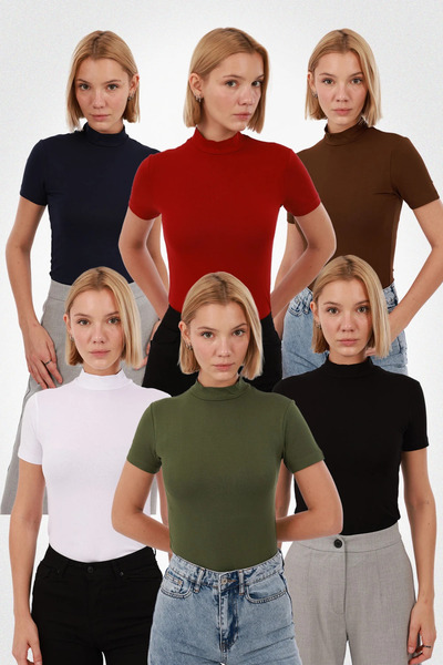 Yade Fashion Kadın Kısa Kol Bluz 6’lı Set