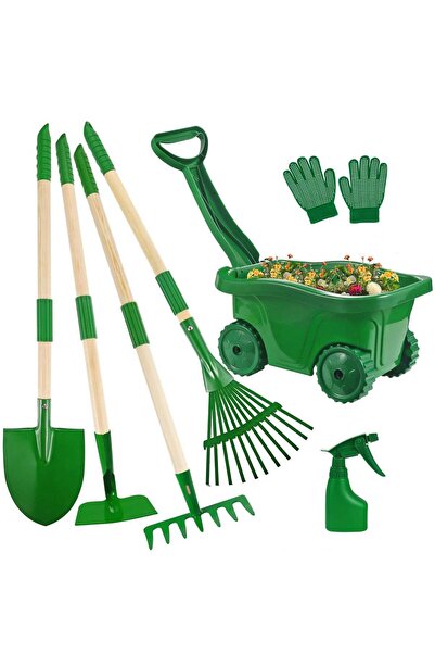 Arabest مجموعة أدوات حدائق للأطفال مكونة من 10 قطع مع عربة يدوية ومجرفة ومشط ...