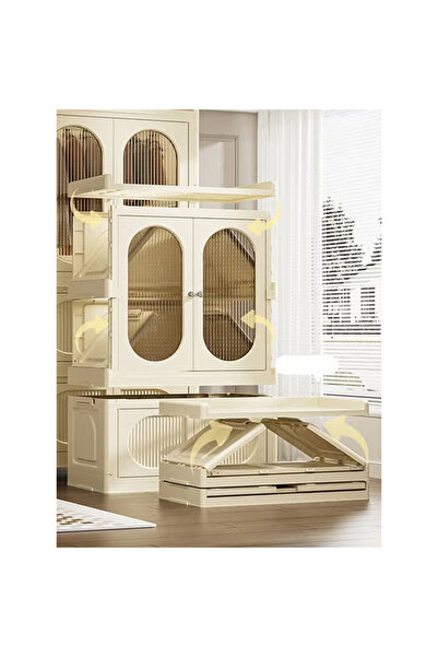 KEKE 2 Layers Stylish Multi-Functional Storage 1 Cabinet & 1 Wardrobe