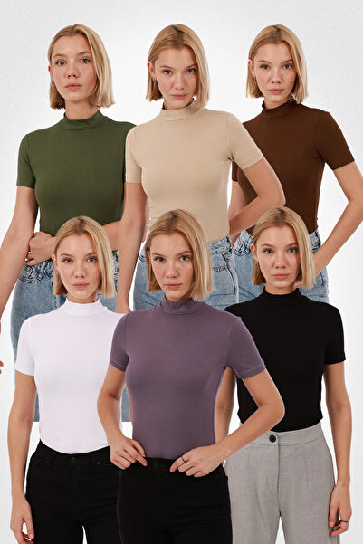 Yade Fashion Kadın Kısa Kol Bluz 6’lı Set