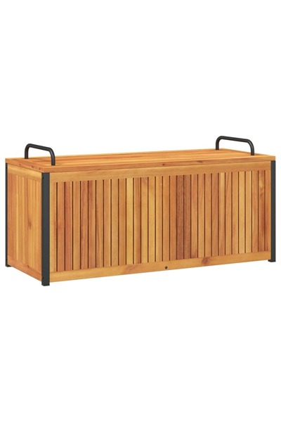 vidaxl Outdoor cushion box 110x45x42/53cm solid acacia wood/steel