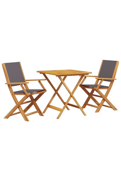 vidaxl Set mobilier bistro, 3 piese, textil antracit/lemn masiv