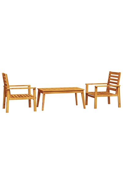 vidaxl Set mobilier de grădină cu perne, 3 piese, lemn masiv acacia