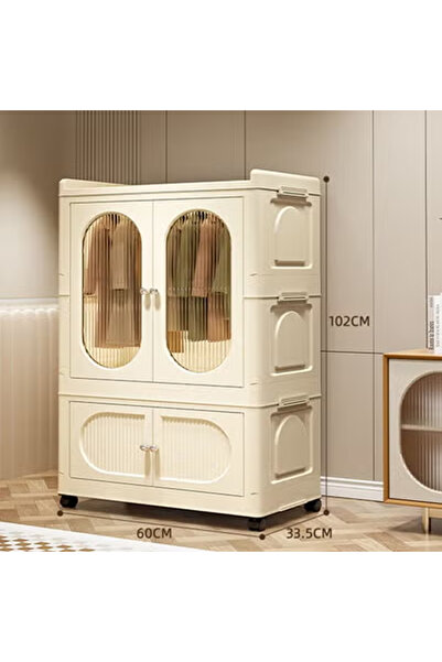 KEKE 2 Layers Stylish Multi-Functional Storage 1 Cabinet & 1 Wardrobe