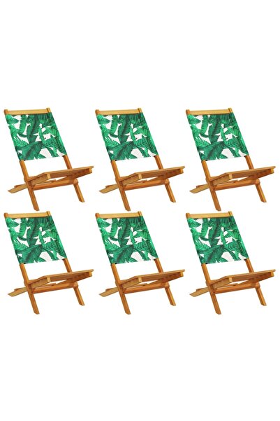 vidaxl Scaune de grădină pliabile 6 buc., textil verde/lemn masiv