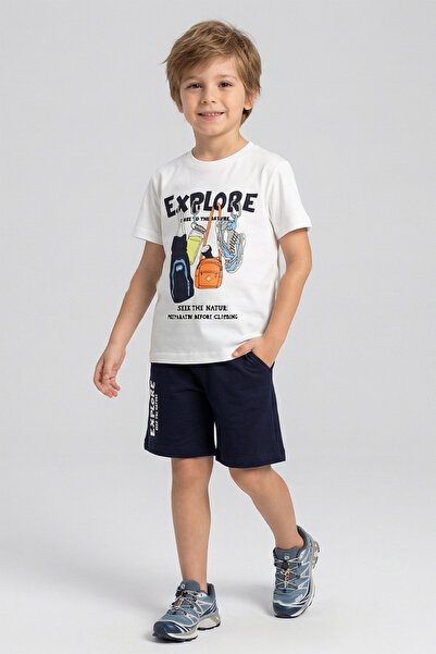 Dmb Момчешки летен комплект от 100% памук с къс ръкав и къси панталони