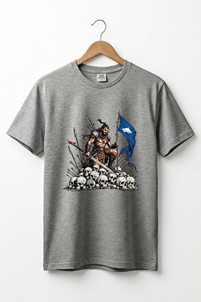 WİDİ Tricou cu imprimeu cu detaliu Bozkurt și steagul turcesc Warrior Sky, cu...