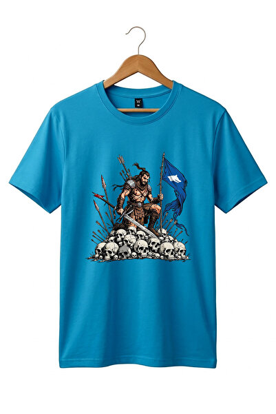 WİDİ Tricou cu imprimeu cu detaliu Bozkurt și steagul turcesc Warrior Sky, cu...