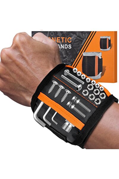 Arabest Magnetic Wristband with 15 Magnets, 2 Pockets, Adjustable Velcro Stra...