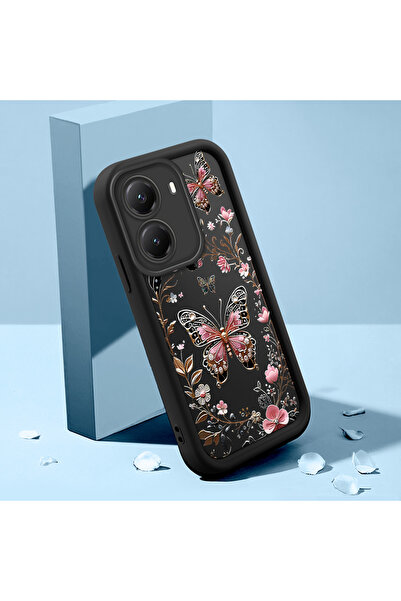 Hontinga Poco X7 Pro Uyumlu Kelebek Desen Kamera Korumalı İnce Yumuşak Siliko...