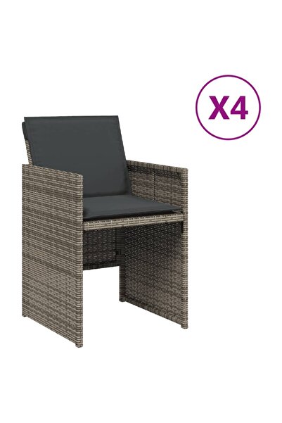 vidaxl Scaune de grădină cu perne, 4 buc., gri, poliratan