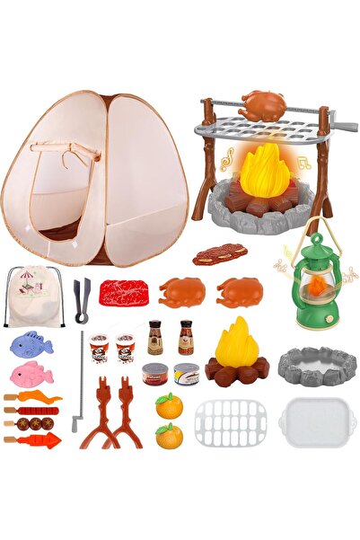 Arabest Kids Camping Play Tent Set with Barbecue Grill, Play Food, Camping To...