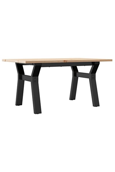 vidaxl Coffee table, Y frame, 80x50x40 cm, solid pine wood and steel