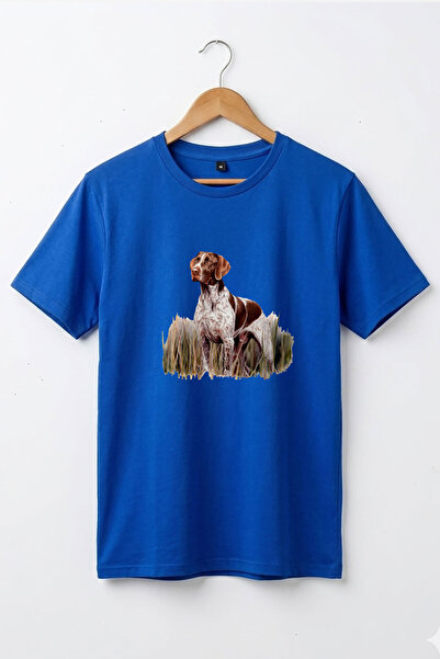 WİDİ Tricou pentru vânătoare în aer liber, cu imprimeu câine pointer, 100% bu...