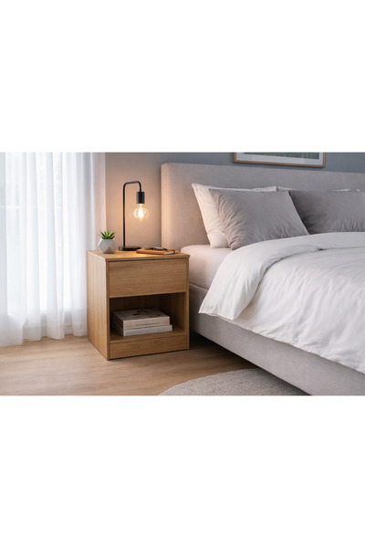 Crestj Modern Nightstand with Storage Drawer - Sleek and Durable Design