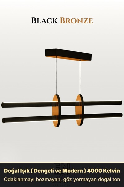 ENZO LIGHT Halo Bronz 4000K Lineer LED Sarkıt Avize – Kumandalı Dim Edilebili...