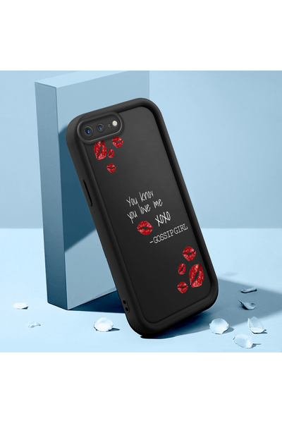 Hontinga iPhone 7 Plus Compatible Kiss Pattern Camera Protected Slim Soft Sil...