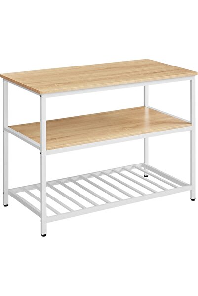 VASAGLE Kitchen Storage Shelf, Metal/PAL, White/, 90 x 30 x 120 cm