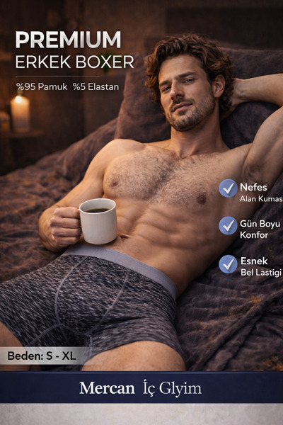 Mercan Line-Patterned Flexible Boxer Shorts -