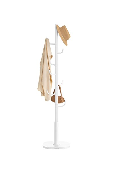 SONGMICS Coat Rack, Steel/MDF, White, 40 x 40 x 175.3 cm