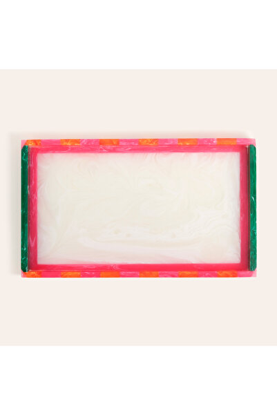 Zsa Zsa Zsu Tanda Reçine Tepsi 35x20x3 Cm Beyaz - Yeşil