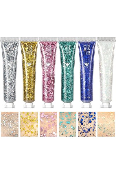 Arabest 6 Pack Body Glitter Gel Face Glitter for Body, Face, Eye, Hair, for F...