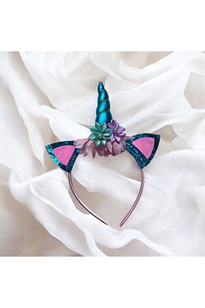 The Cloudish Shop Tiara pentru fete cu unicorn, urechi cu coarne, flori argin...