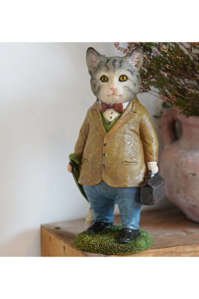 Burgess Decorative Resin "Tabby Cat" Statue, Ornament for Garden or Home, 28 cm