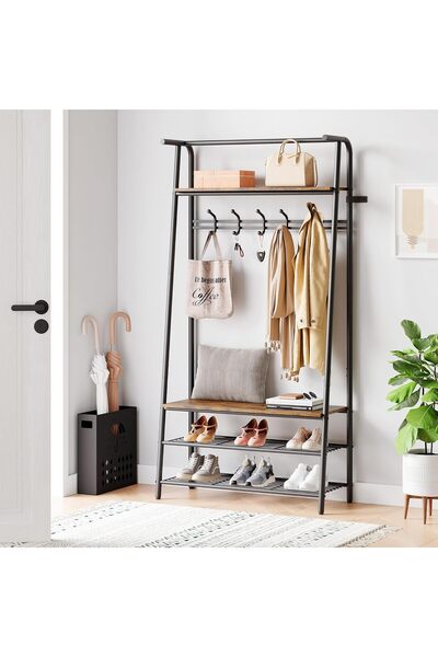 Garvee Coat Rack Hall Tree with Shoe Storage Bench, Metal Frame Freestanding ...