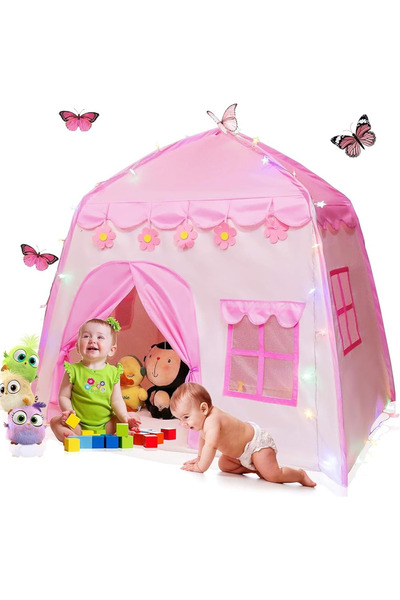 Arabest خيمة لعب للأميرات محمولة للاستخدام الداخلي، خيمة قلعة وردية قابلة للط...