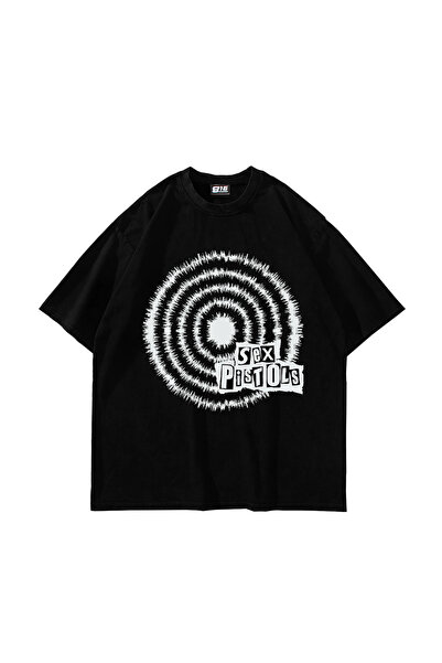 Bak Moda S*x Pistols cu imprimeu supradimensionat Tricou negru unisex
