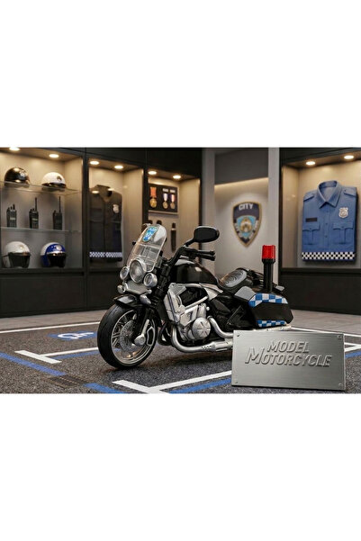Tıfıl Toys Çek Bırak 1:12 Ölçekli Sesli ve Işıklı Polis Motosikleti - 15 cm O...