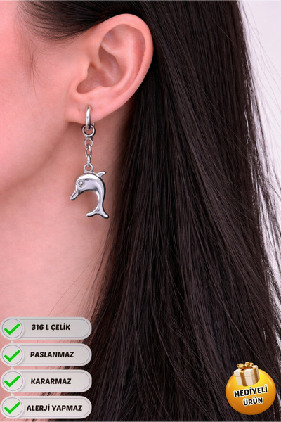 Piercing Market Steel & Silver Steel Special Design Dangle Gift Dolphin Coupl...