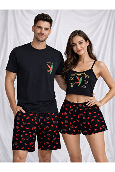 Lena Homewears طقم بيجامات للزوجين مطبوع من القطن مريح للاستخدام اليومي (مجمو...