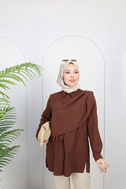 Nergis Neva Butik Modal Tunic with Shawl and Brooch