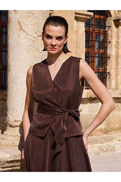 Unique Cupra Fabric Vest Detailed Dress